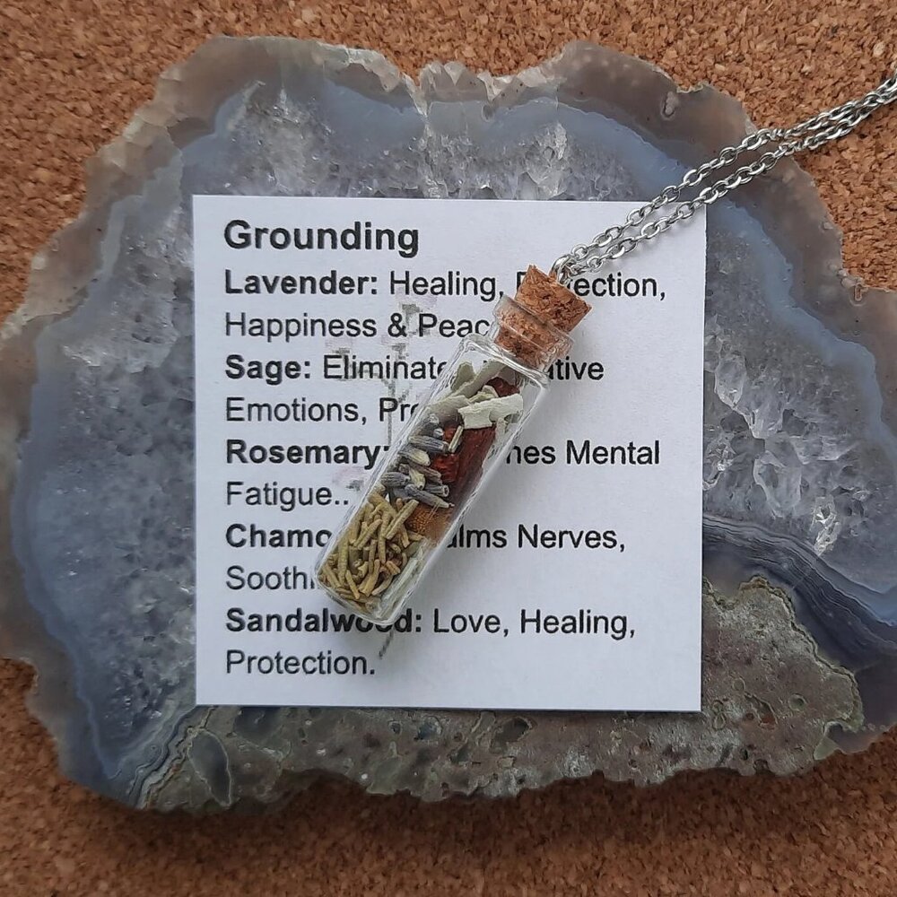 Grounding - Spell Bottle Necklace - Manifest Magic Spell Reiki Energy Healing